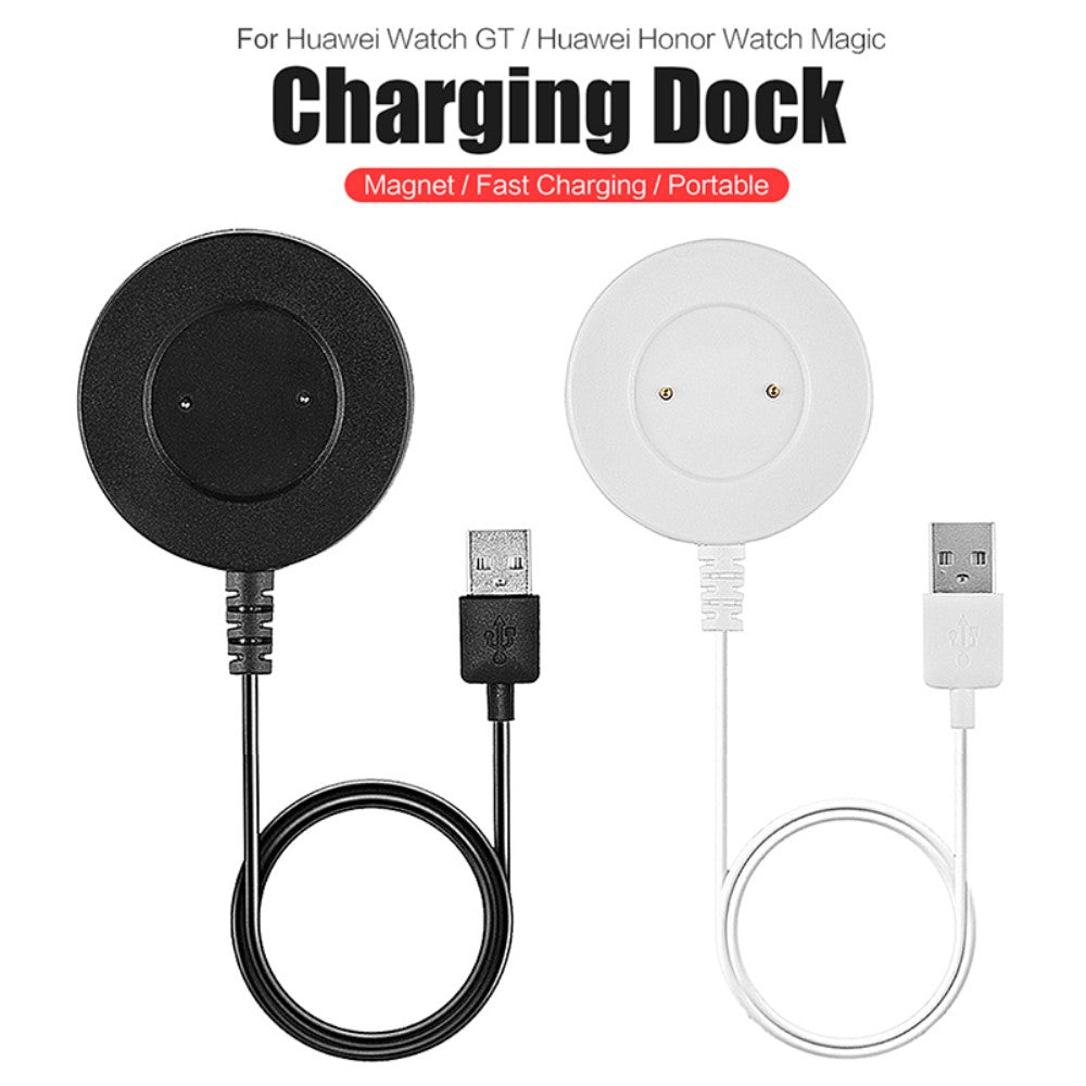 1m Plastik Universal Huawei Smartwatch  Magnetisk Ladestation - Hvid#serie_1