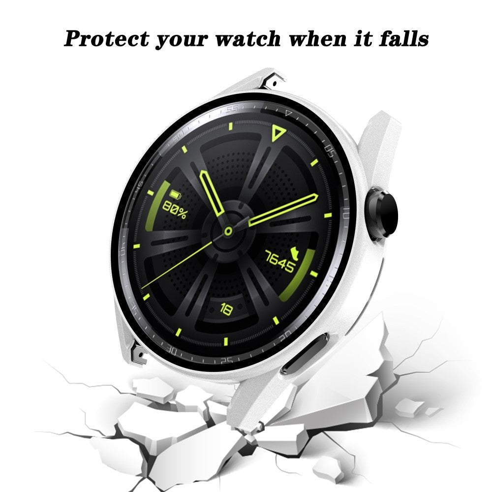 Mega Fint Huawei Watch GT 3 (42mm) Cover med Skærmbeskytter i Plastik og Hærdet Glas - Hvid#serie_2