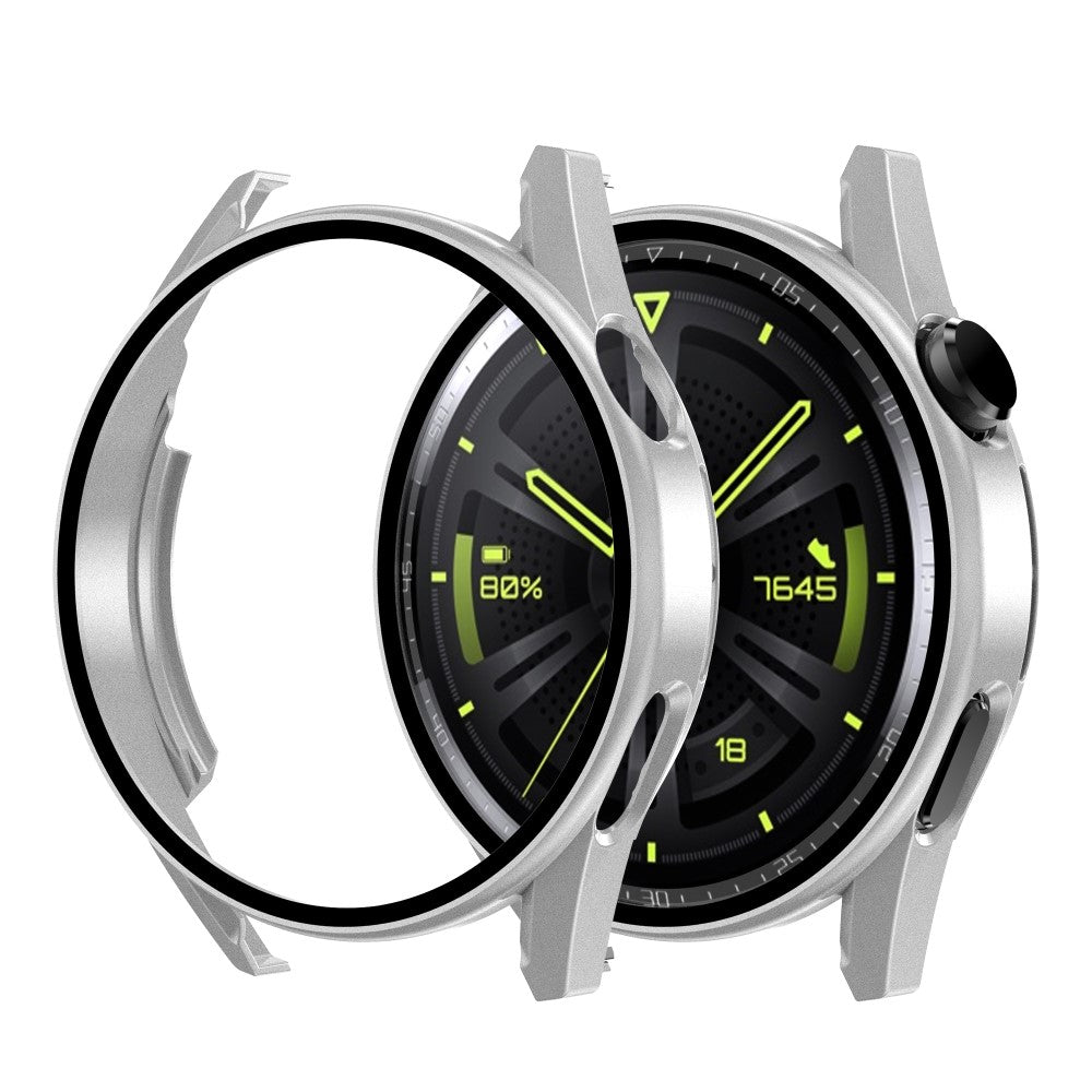 Mega Fint Huawei Watch GT 3 (42mm) Cover med Skærmbeskytter i Plastik og Hærdet Glas - Sølv#serie_4
