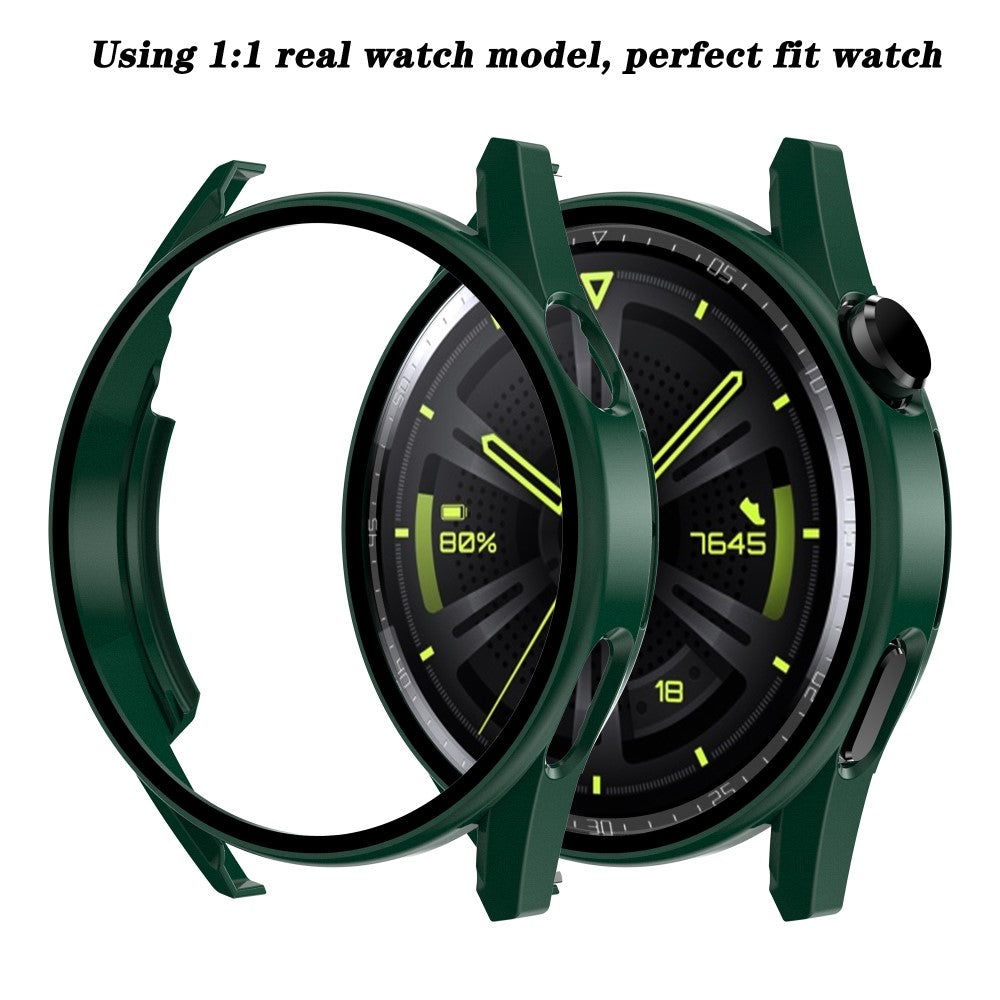 Mega Fint Huawei Watch GT 3 (42mm) Cover med Skærmbeskytter i Plastik og Hærdet Glas - Grøn#serie_8