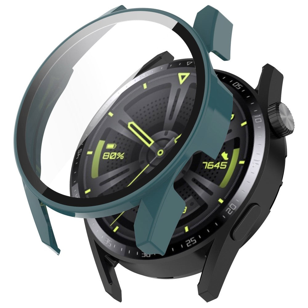 Fed Huawei Watch GT 3 (42mm) Cover med Skærmbeskytter i Plastik og Hærdet Glas - Grøn#serie_1