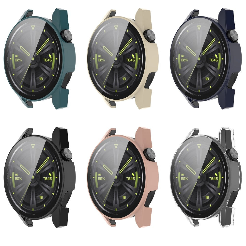 Fed Huawei Watch GT 3 (42mm) Cover med Skærmbeskytter i Plastik og Hærdet Glas - Gennemsigtig#serie_4