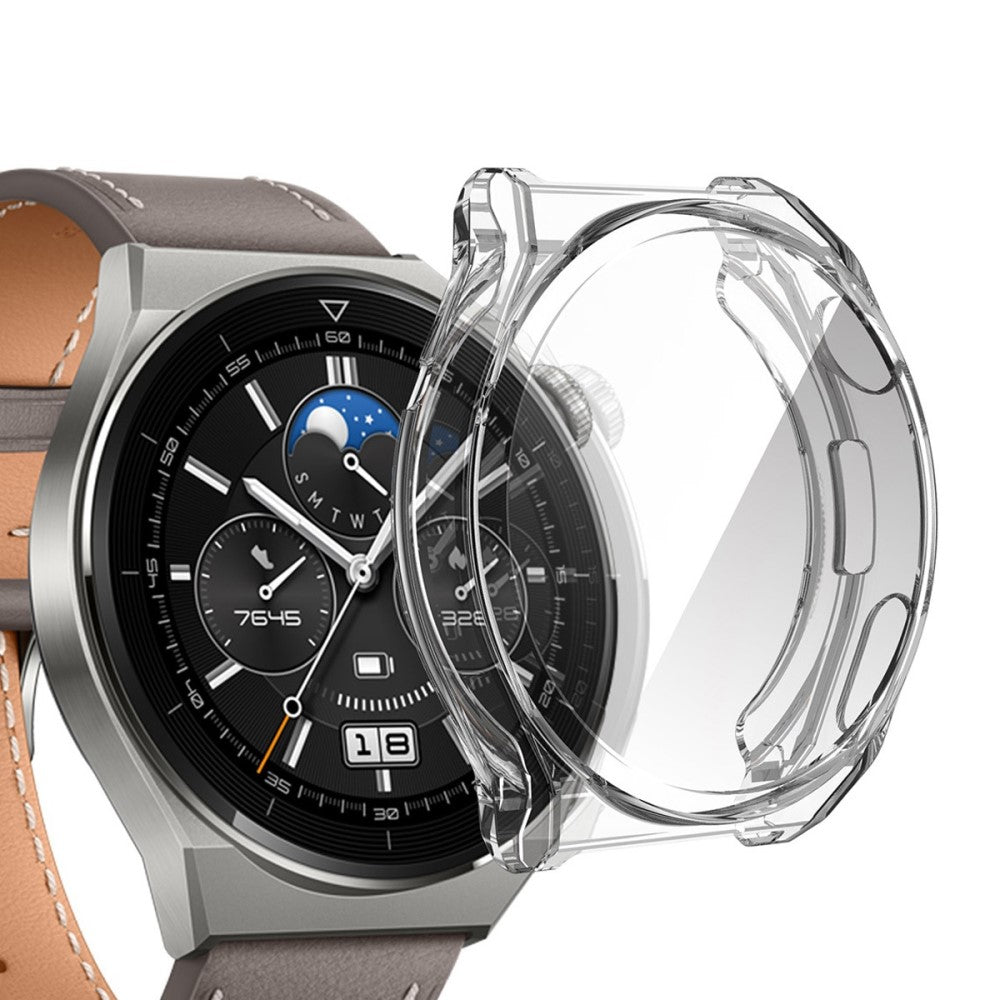 Meget Fint Huawei Watch GT 3 Pro 46mm Cover med Skรฆrmbeskytter i Silikone og Hรฆrdet Glas - Gennemsigtig#serie_4