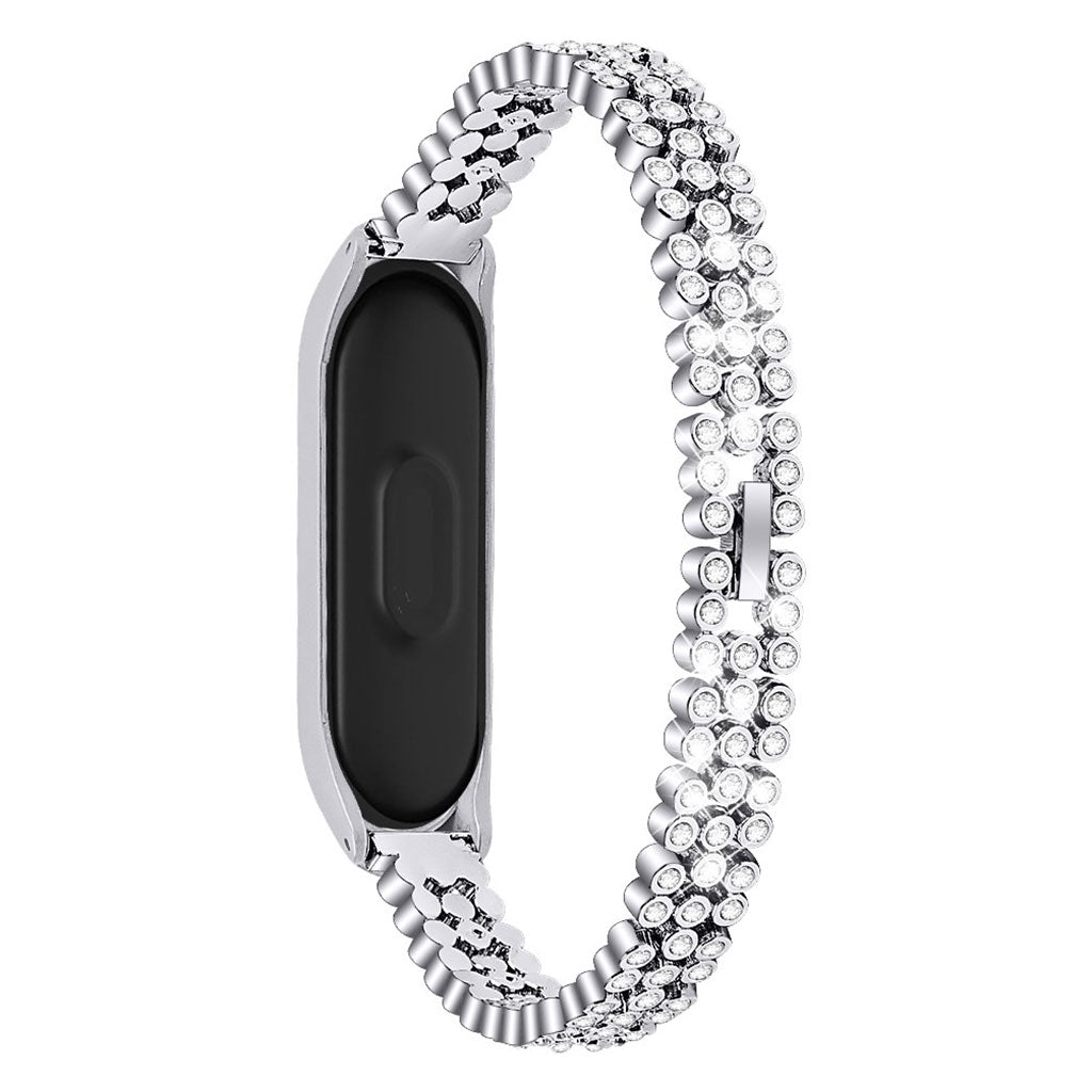 Xiaomi Mi Band 3 / Xiaomi Mi Smart Band 4 Metal og Rhinsten Rem - Sølv#serie_2