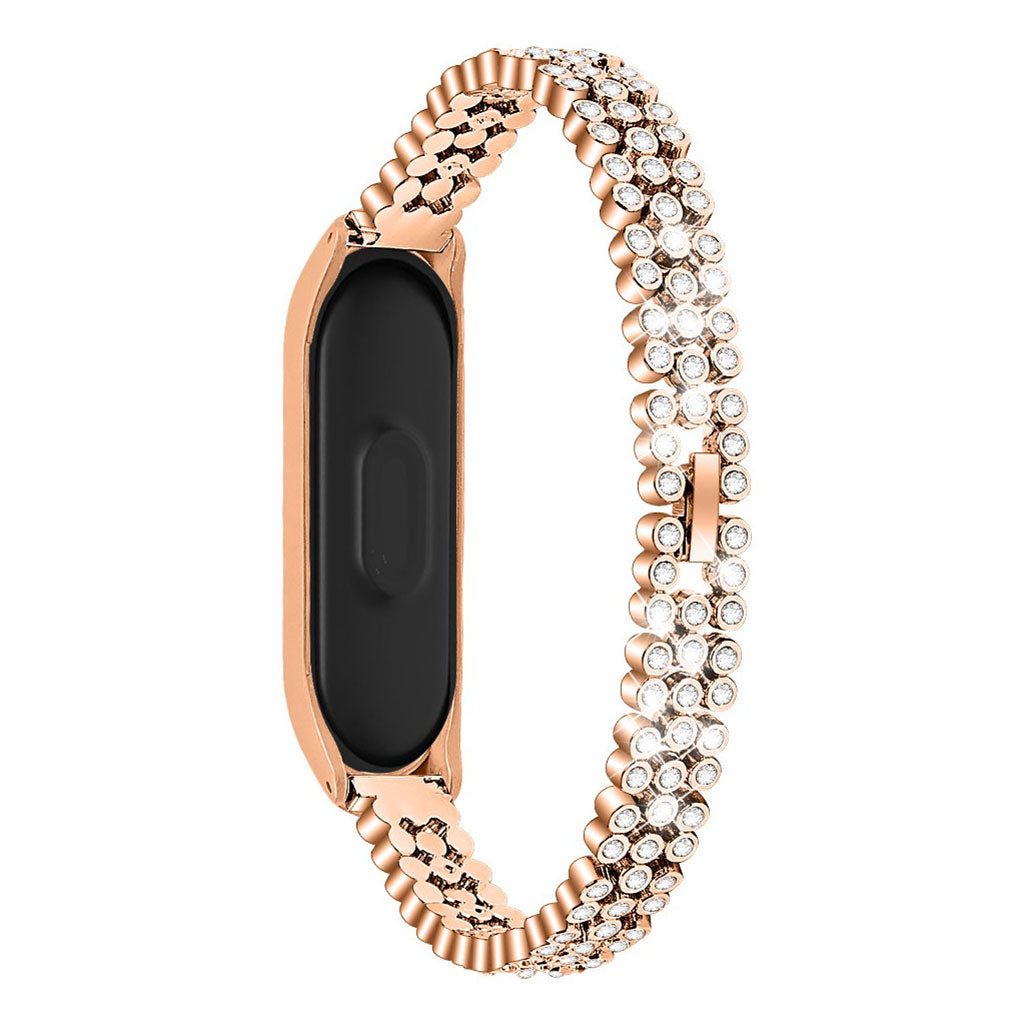 Xiaomi Mi Band 3 / Xiaomi Mi Smart Band 4 Metal og Rhinsten Rem - Guld#serie_3