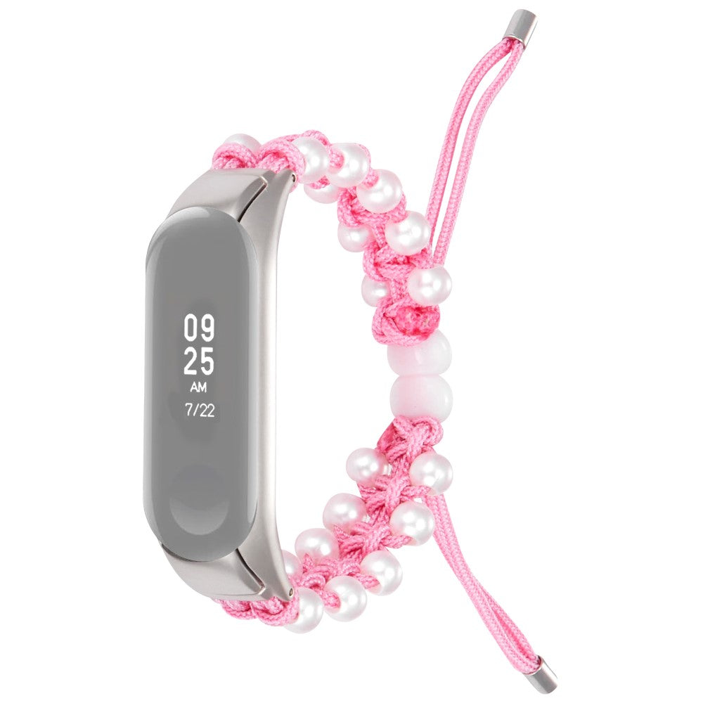Xiaomi Mi Smart Band 6 / Xiaomi Mi Band 5 Rhinsten og Nylon Rem - Pink#serie_4