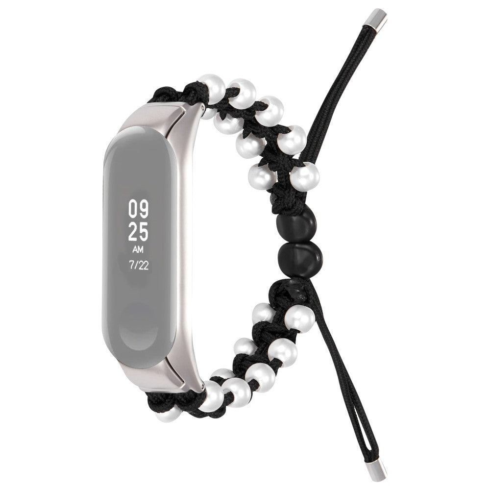 Xiaomi Mi Smart Band 6 / Xiaomi Mi Band 5 Rhinsten og Nylon Rem - Sort#serie_7