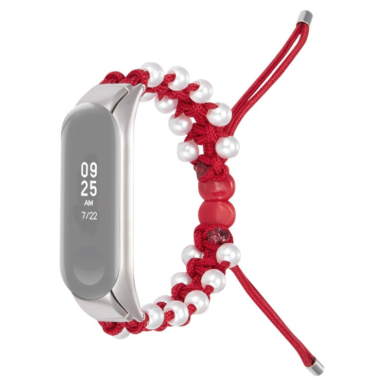 Xiaomi Mi Smart Band 6 / Xiaomi Mi Band 5 Rhinsten og Nylon Rem - Rød#serie_9