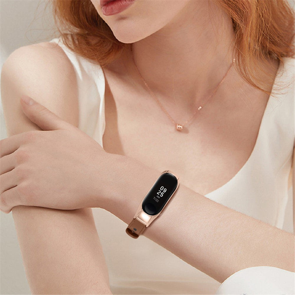 Xiaomi Mi Smart Band 6 / Xiaomi Mi Band 5 Ægte læder Urrem - Brun#serie_11