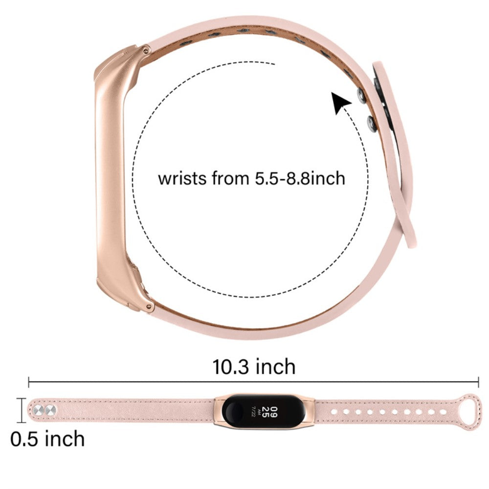 Xiaomi Mi Smart Band 6 / Xiaomi Mi Band 5 Ægte læder Urrem - Pink#serie_4