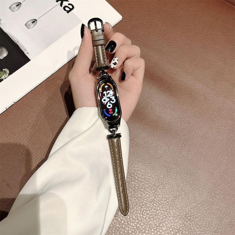 Xiaomi Mi Smart Band 6 / Xiaomi Mi Band 5 Ægte læder Rem - Brun#serie_2