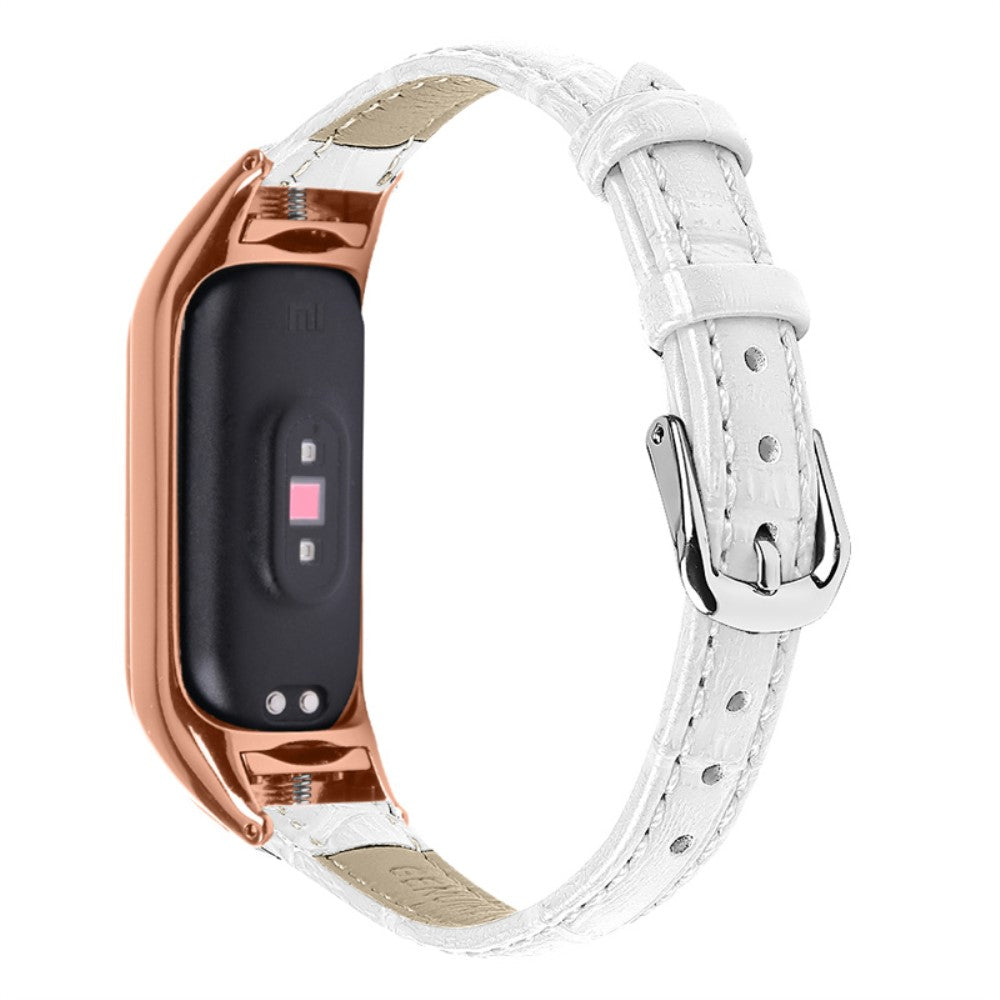 Alle tiders Xiaomi Mi Band 7 Ægte læder Urrem - Hvid#serie_1