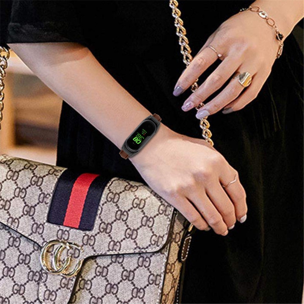 Kønt Xiaomi Mi Band 7 Ægte læder Urrem - Brun#serie_6