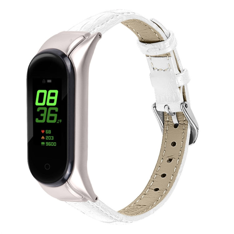 Helt vildt skøn Xiaomi Mi Band 7 Ægte læder Urrem - Hvid#serie_1
