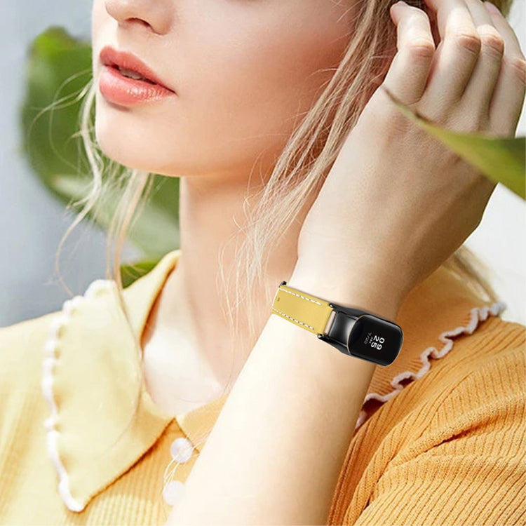 Super fint Xiaomi Mi Band 7 Ægte læder Urrem - Gul#serie_5