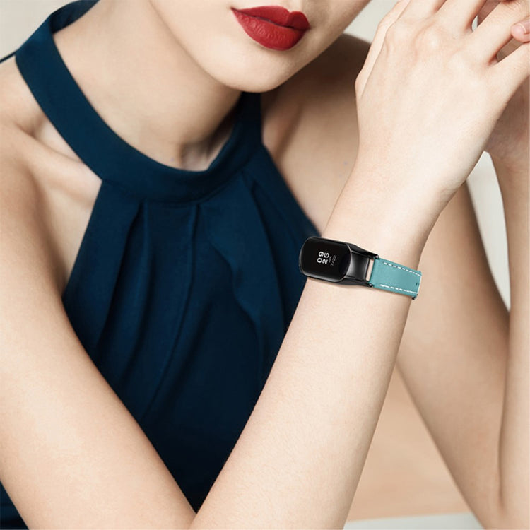Super fint Xiaomi Mi Band 7 Ægte læder Urrem - Blå#serie_8