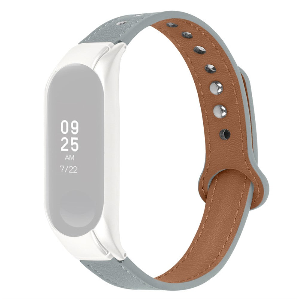 Elegant Xiaomi Mi Band 7 Ægte læder Rem - Sølv#serie_8