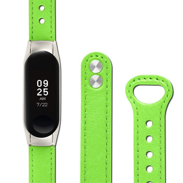 Mega hårdfør Xiaomi Mi Band 7 Ægte læder Urrem - Grøn#serie_9