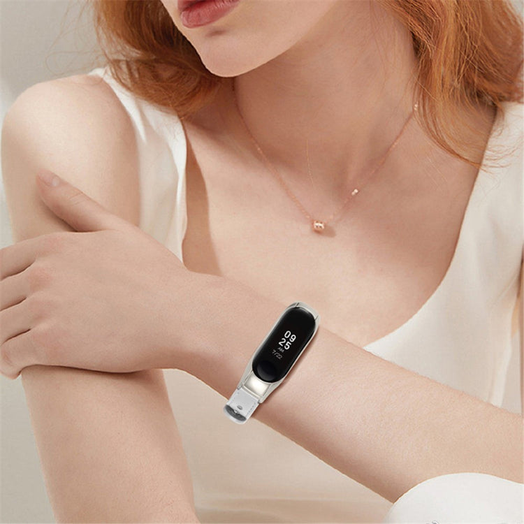 Vildt fantastisk Xiaomi Mi Band 7 Ægte læder Urrem - Hvid#serie_1