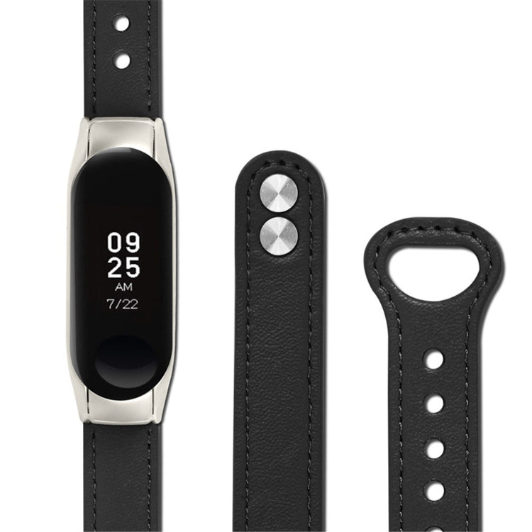 Vildt fantastisk Xiaomi Mi Band 7 Ægte læder Urrem - Sort#serie_2