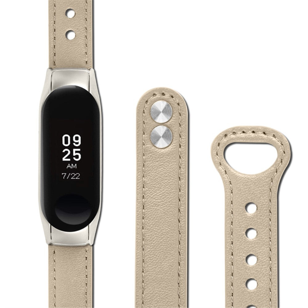 Glimrende Xiaomi Mi Band 7 Ægte læder Urrem - Beige#serie_3