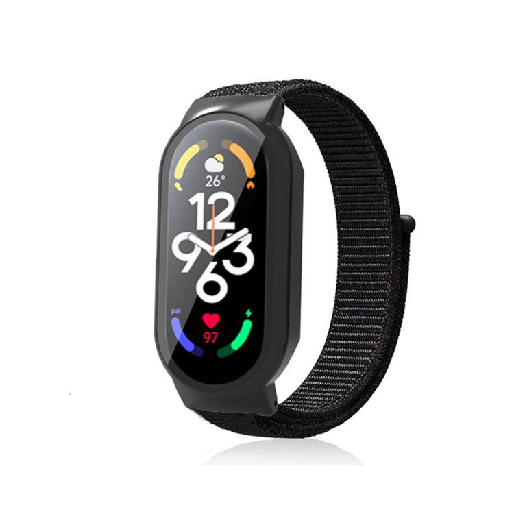 Glimrende Xiaomi Mi Band 7 Nylon og Glas Rem - Sort#serie_5