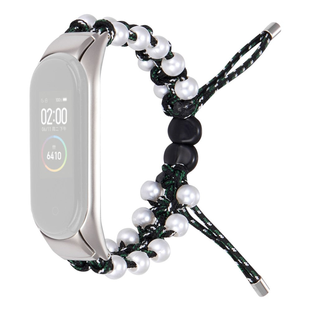 Xiaomi Mi Smart Band 4 / Xiaomi Mi Band 3 Rhinsten og Nylon Rem - Sort#serie_6