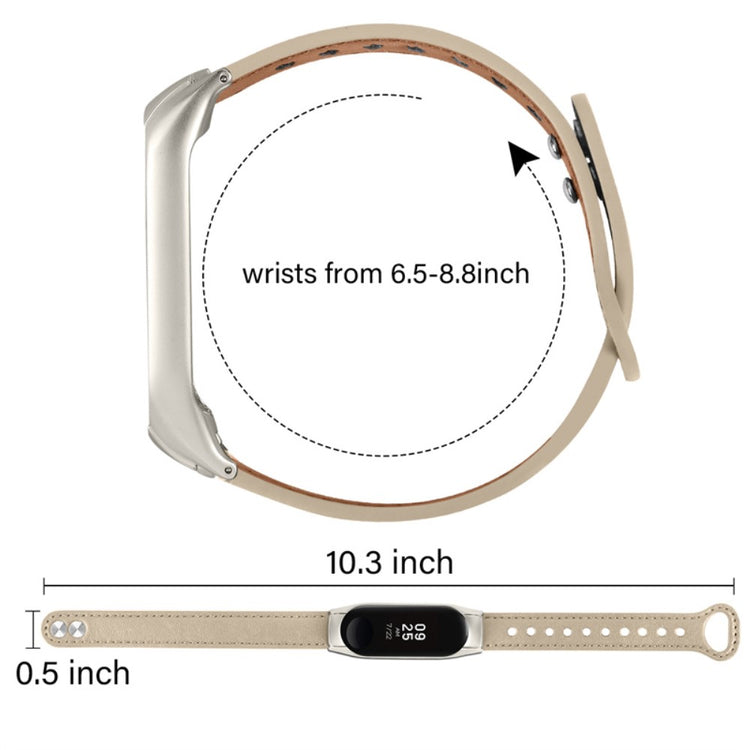 Xiaomi Mi Smart Band 4 / Xiaomi Mi Band 3 Ægte læder Urrem - Beige#serie_3