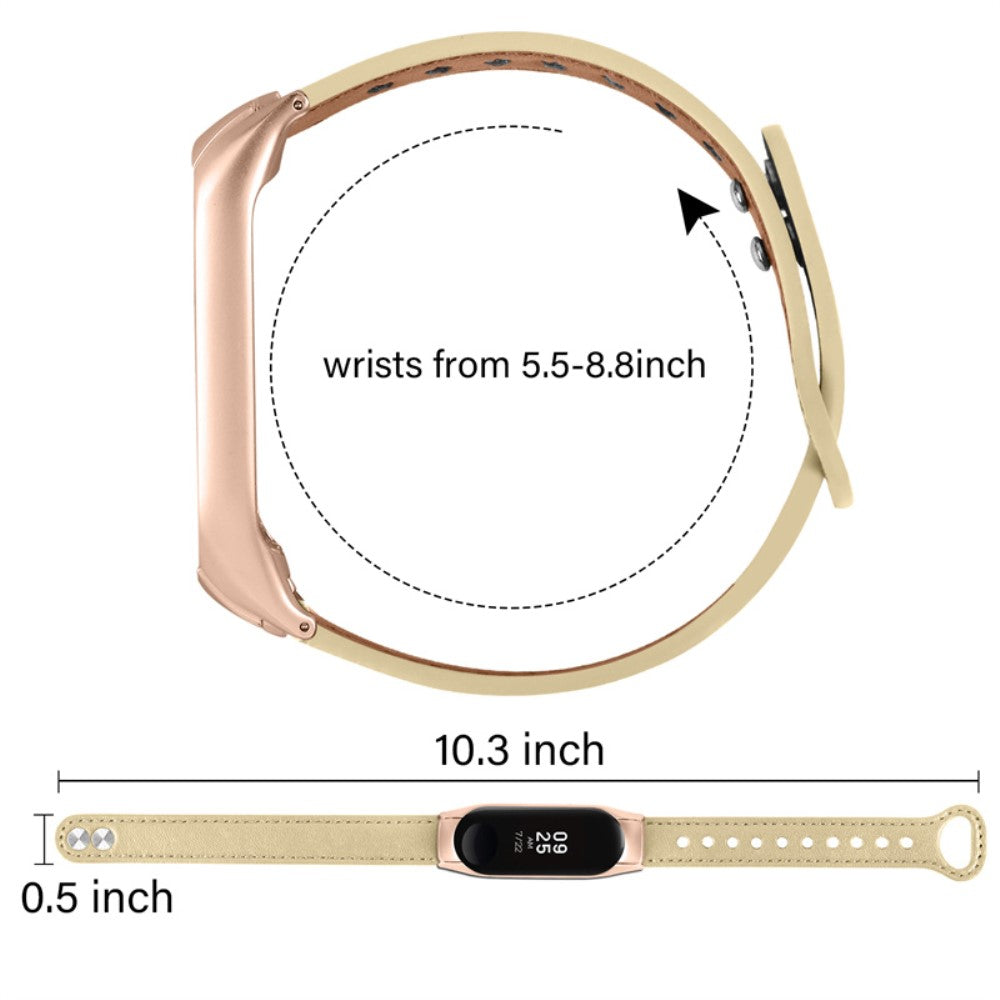 Xiaomi Mi Smart Band 4 / Xiaomi Mi Band 3 Ægte læder Urrem - Beige#serie_5