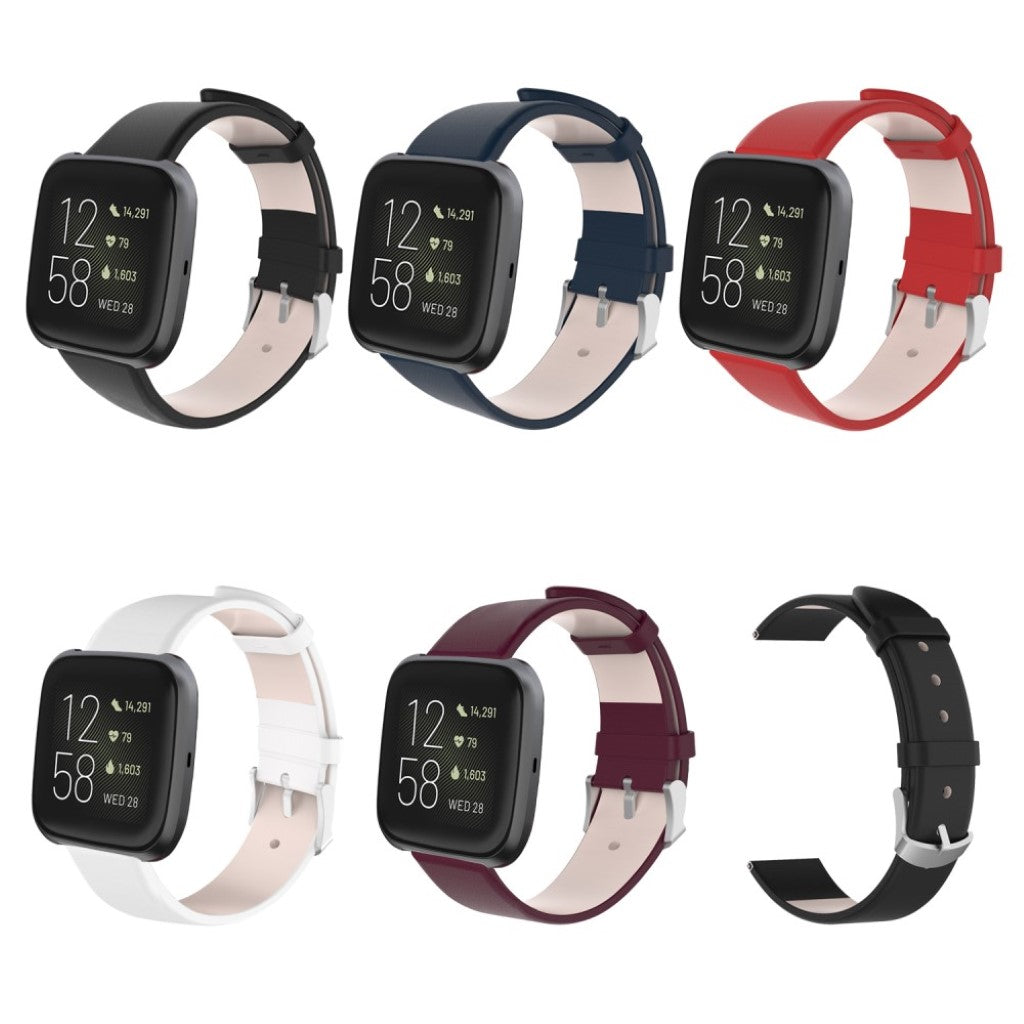 Mega fed Fitbit Versa Lite / Fitbit Versa 2 Kunstlæder Rem - Blå#serie_1