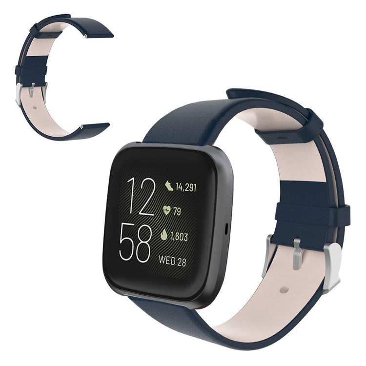 Mega fed Fitbit Versa Lite / Fitbit Versa 2 Kunstlæder Rem - Blå#serie_4