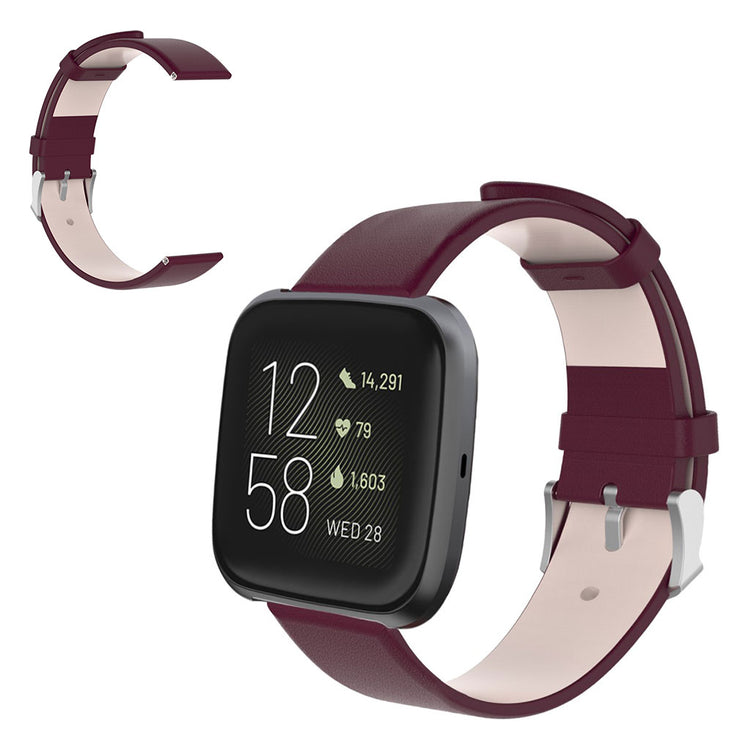 Mega fed Fitbit Versa Lite / Fitbit Versa 2 Kunstlæder Rem - Rød#serie_5