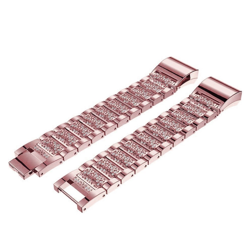 Fed Fitbit Charge 4 / Fitbit Charge 3 Metal og Rhinsten Rem - Pink#serie_027