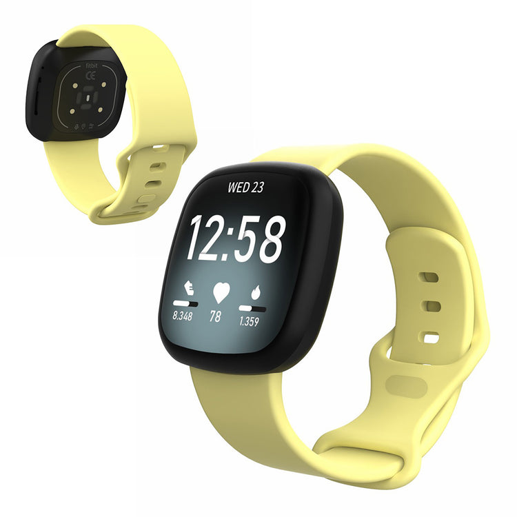 Helt vildt kønt Fitbit Versa 3 / Fitbit Sense Silikone Rem - Størrelse: S - Gul#serie_13