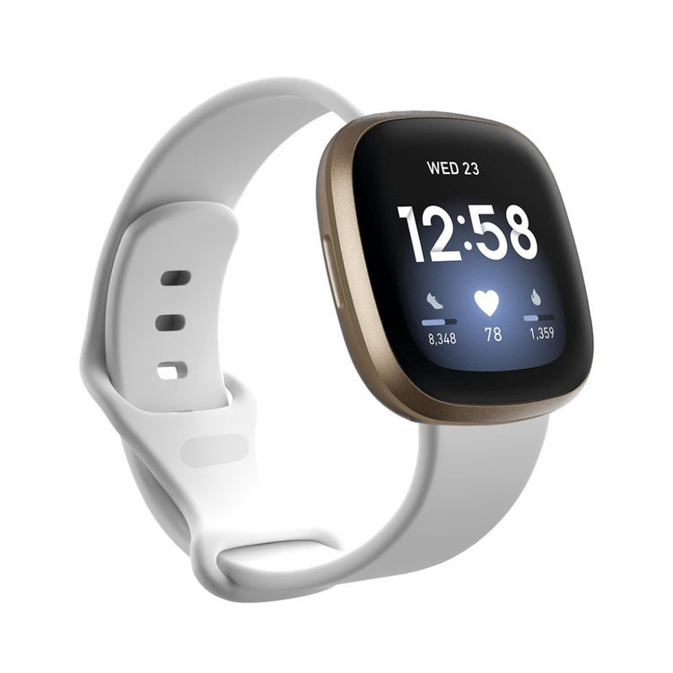 Helt vildt kønt Fitbit Versa 3 / Fitbit Sense Silikone Rem - Størrelse: S - Hvid#serie_5