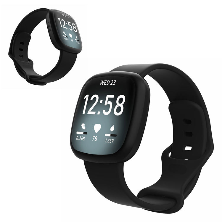 Helt vildt sejt Fitbit Versa 3 / Fitbit Sense Silikone Rem - Størrelse: L - Sort#serie_1