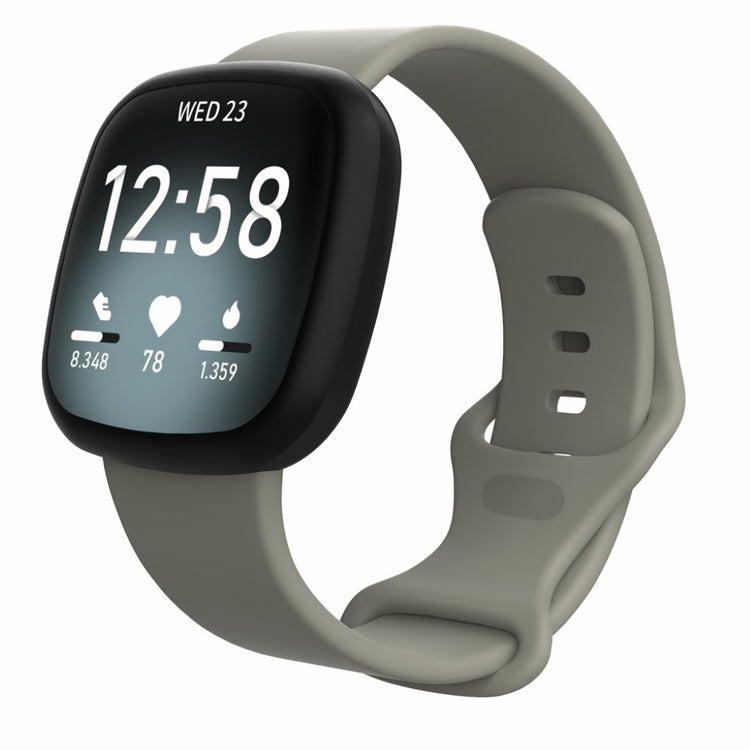 Helt vildt sejt Fitbit Versa 3 / Fitbit Sense Silikone Rem - Størrelse: L - Sølv#serie_2