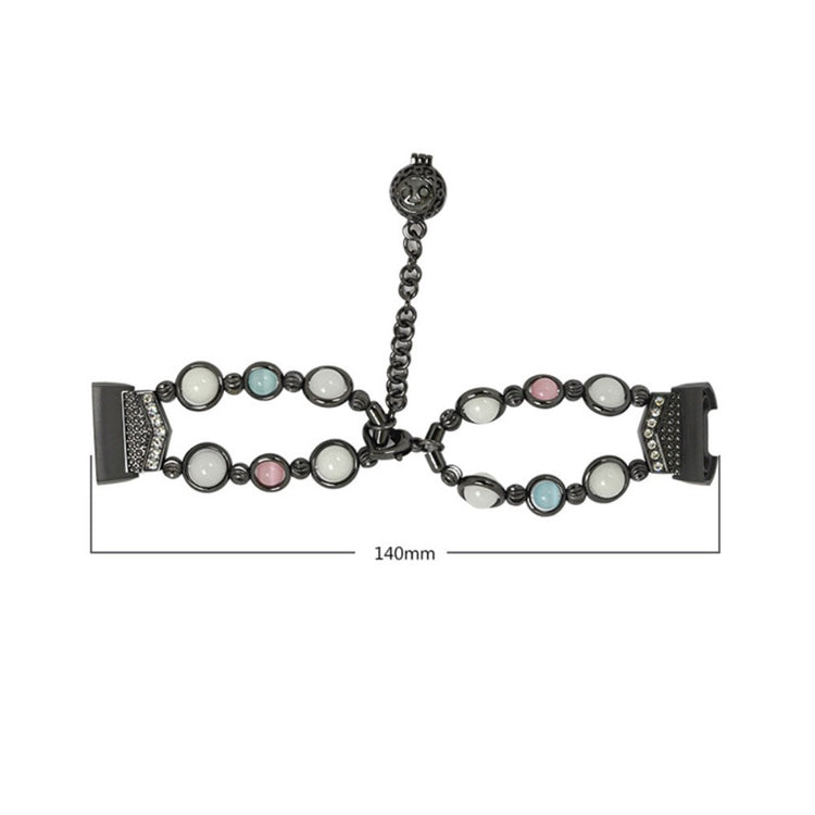 Fed Fitbit Charge 4 / Fitbit Charge 3 Metal og Rhinsten Rem - Sort#serie_1