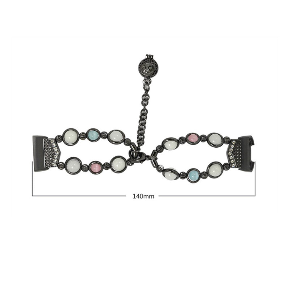 Fed Fitbit Charge 4 / Fitbit Charge 3 Metal og Rhinsten Rem - Sort#serie_1