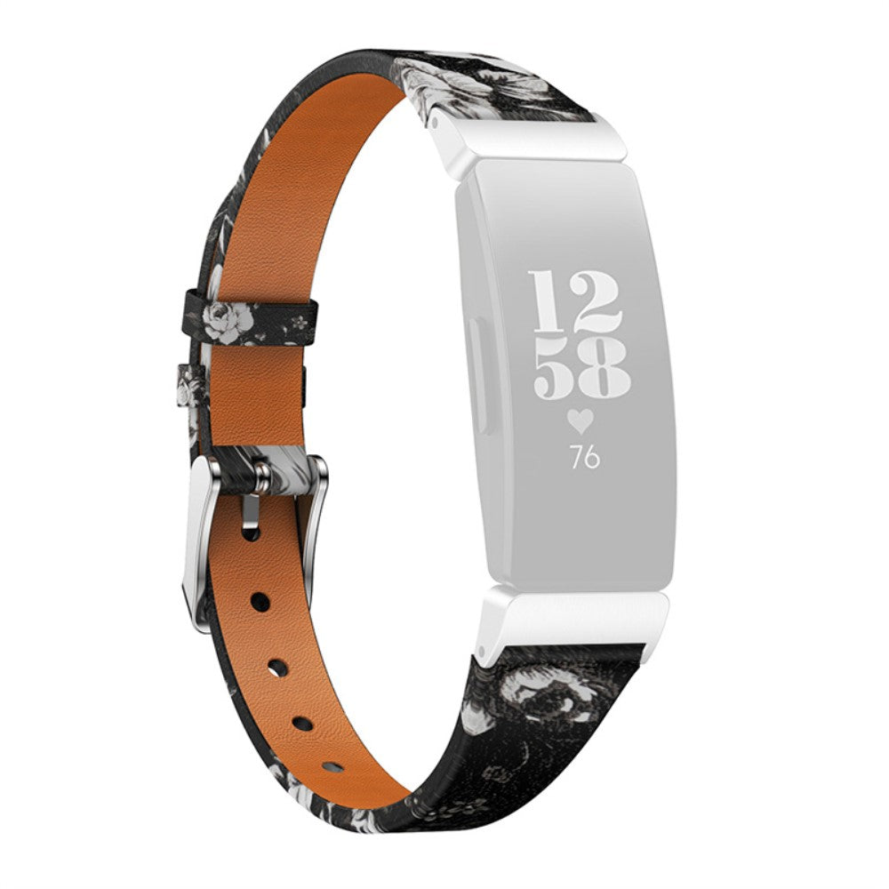 Vildt rart Fitbit Ace 2 / Fitbit Inspire Ægte læder Rem - Sort#serie_2