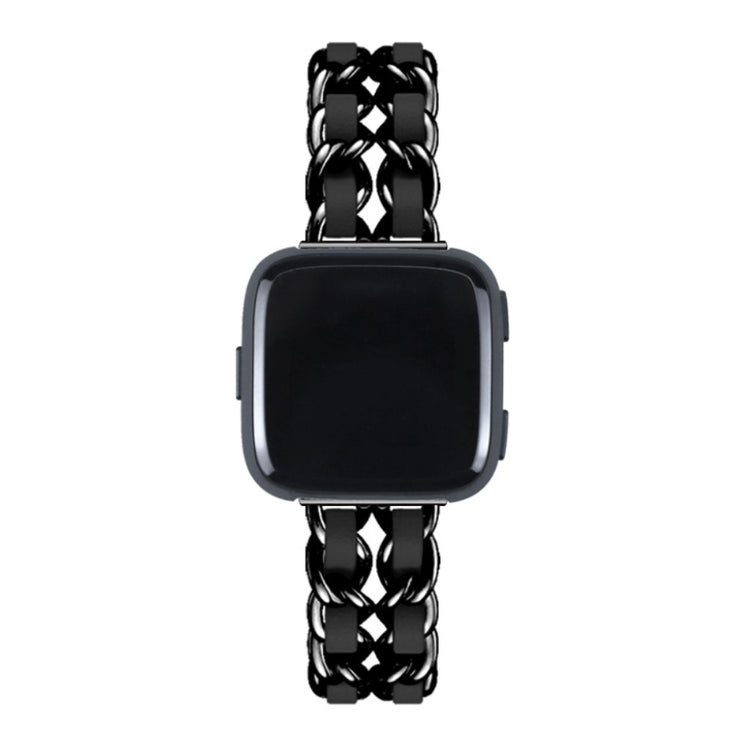 Smuk Fitbit Versa 3 / Fitbit Sense Metal og Kunstlæder Rem - Sort#serie_5