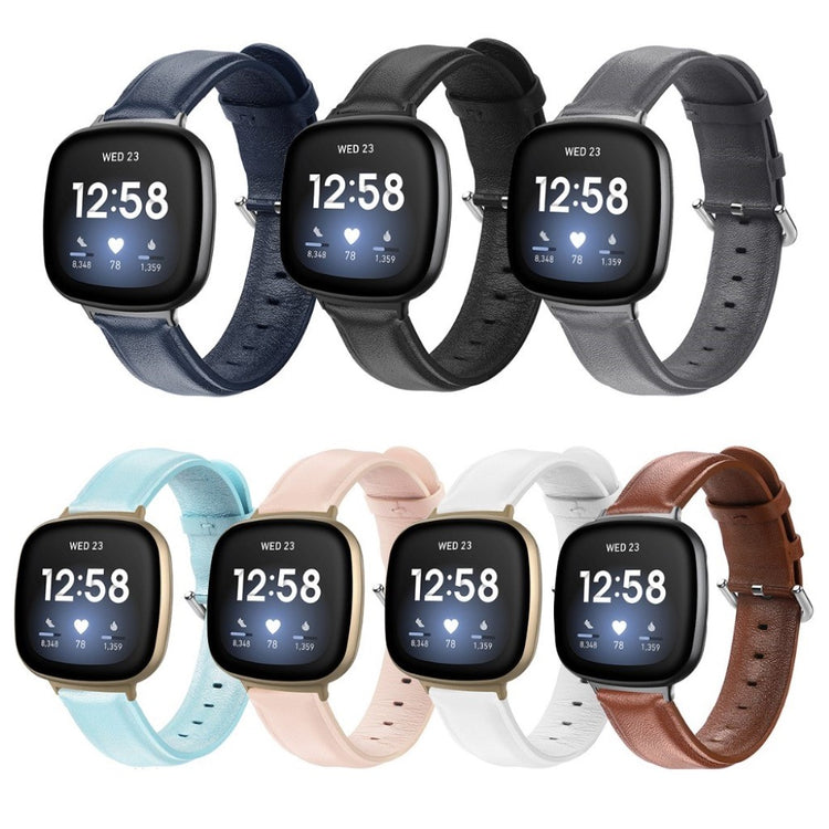 Eminent Fitbit Versa 3 / Fitbit Sense Ægte læder Rem - Sort#serie_1