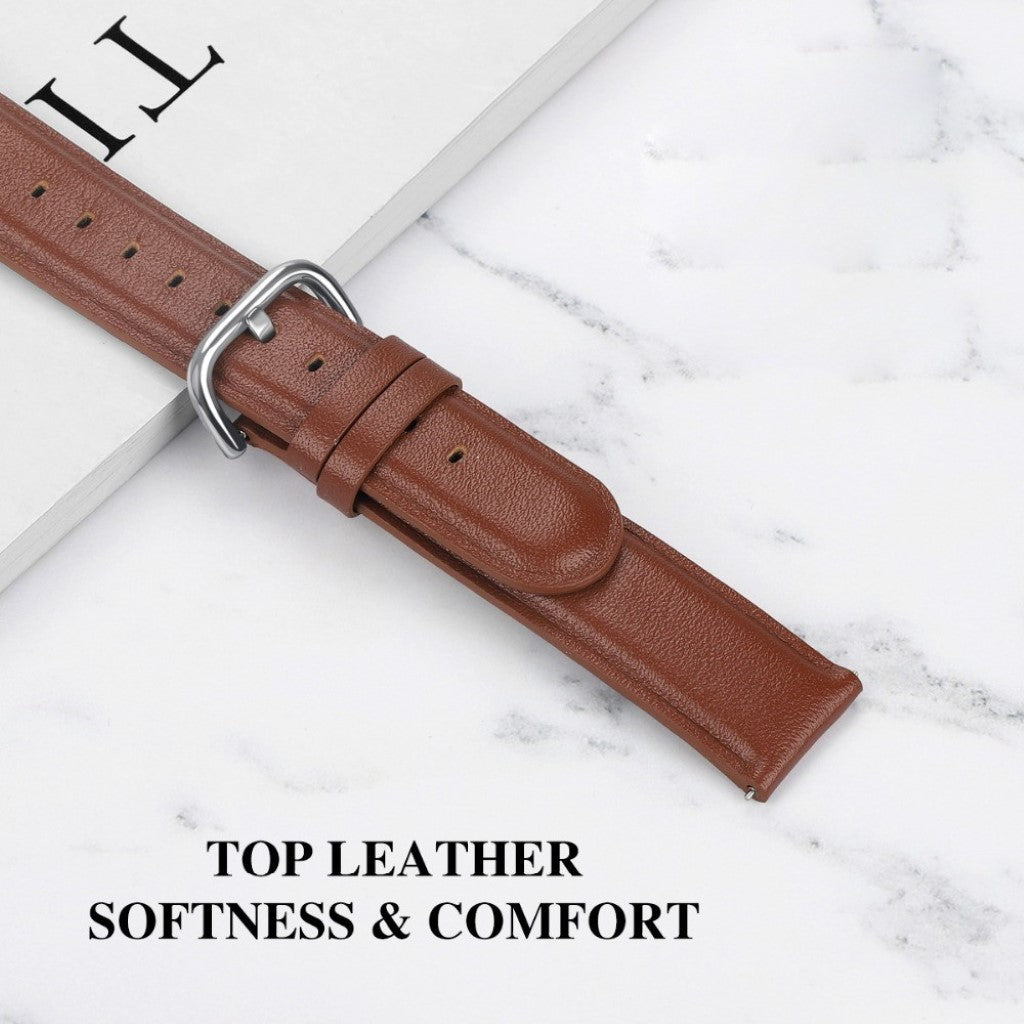 Eminent Fitbit Versa 3 / Fitbit Sense Ægte læder Rem - Brun#serie_5