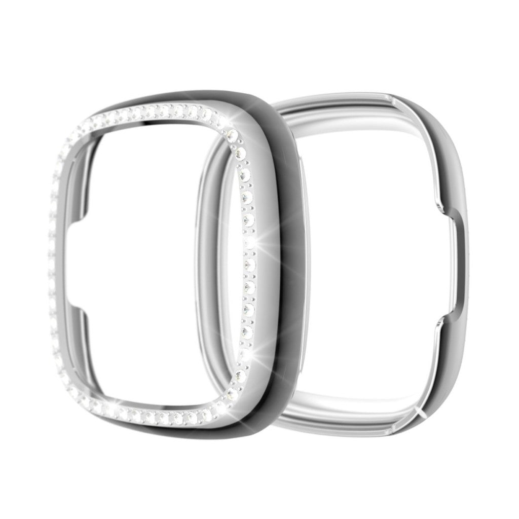Fitbit Versa 3 / Fitbit Sense Elegant Rhinsten og Silikone Bumper  - Sølv#serie_7