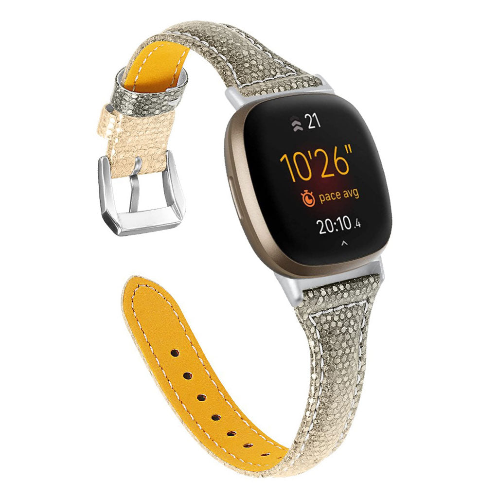 Mega smuk Fitbit Versa 3 / Fitbit Sense รgte lรฆder Rem - Guld#serie_1