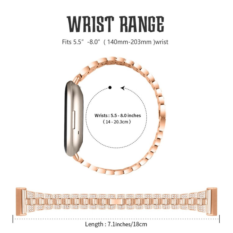 Godt Fitbit Versa 3 / Fitbit Sense Metal og Rhinsten Rem - Pink#serie_3