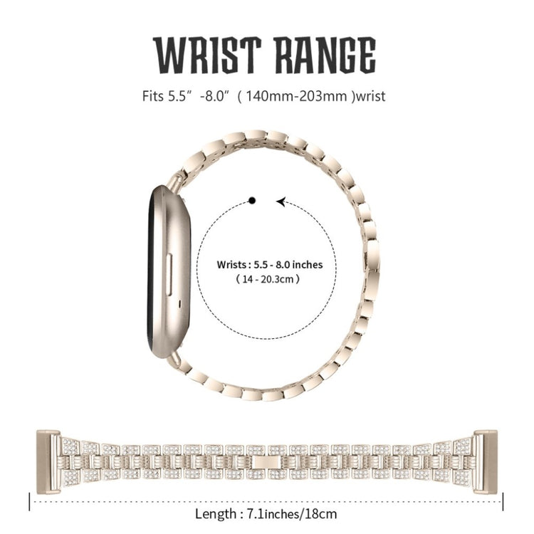 Godt Fitbit Versa 3 / Fitbit Sense Metal og Rhinsten Rem - Guld#serie_5