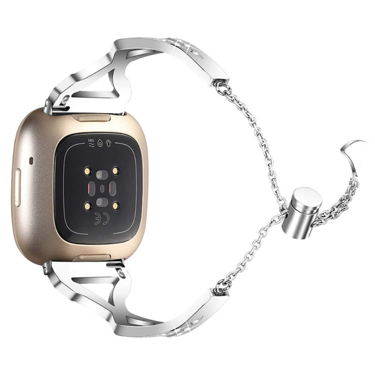 Supercool Fitbit Versa 3 Metal og Rhinsten Rem - Sølv#serie_2