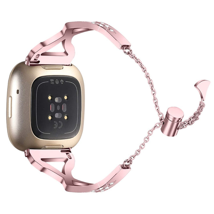Supercool Fitbit Versa 3 Metal og Rhinsten Rem - Pink#serie_3