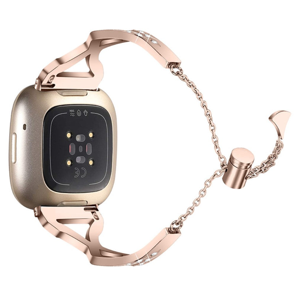 Supercool Fitbit Versa 3 Metal og Rhinsten Rem - Guld#serie_5